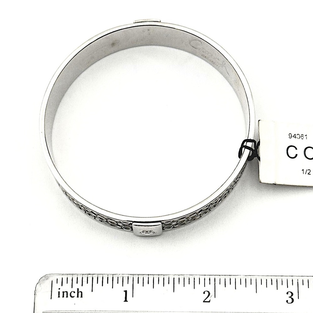 COACH Signature C Logo Silver Tone Bangle Bracelet NWT - Picture 6 of 10